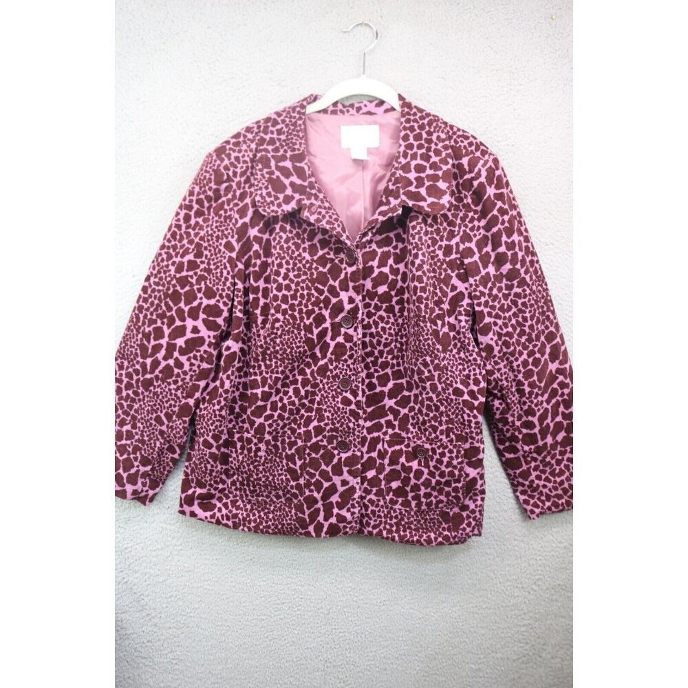 Susan Graver Animal Print Corduroy Blazer-Size 1X-Pockets